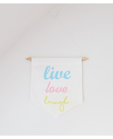 Fanion Live Love Laugh Bleu Rose Vert